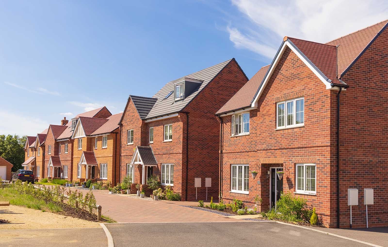 row of red brick houses